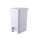 Superio Slim Step On Pedal Plastic Trash Can, Waste Bin for Under Desk, Office, Bedroom, Bathroom, Kitchen (6.5 gal) (White Smoke)