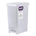 Superio Slim Step On Pedal Plastic Trash Can, Waste Bin for Under Desk, Office, Bedroom, Bathroom, Kitchen (4 gal) (White Smoke)
