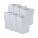 Superio Small 1.25 Gallon Plastic Trash Can, Waste Bin for Under Desk, Office, Bedroom, Bathroom- 5 Qt, (6, White Smoke)
