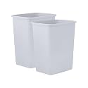 Superio Small 2.5 Gallon Plastic Trash Can, Waste Bin for Under Desk, Office, Bedroom, Bathroom- 10 Qt, (2, White Smoke)