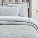 SUPERIOR 3 Piece Cotton Bedspread Set, Home Bed Decor, Decorative Bed Spread, 2 Pillow Shams, Medium Weight Blanket, Matelasse Coverlet, Bedding Essentials, Hibiscus Collection, King, Grey
