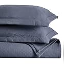 SUPERIOR 3 Piece Cotton Bedspread Set, Home Bed Decor, Decorative Bed Spread, 2 Pillow Shams, Medium Weight Blanket, Matelasse Coverlet, Bedding Essentials, Peploi Collection, Queen, Denim Blue