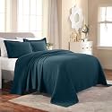 SUPERIOR Cotton Bedspread, Jacquard Woven Matelasse Bedding Queen Deep Sea