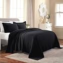 SUPERIOR Cotton Bedspread, Jacquard Woven Matelasse Bedding, Queen, Black