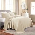 SUPERIOR Cotton Bedspread, Jacquard Woven Matelasse Bedding, King, Ivory