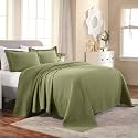 SUPERIOR Cotton Bedspread, Jacquard Woven Matelasse Bedding, Full, Sage
