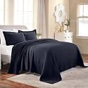 SUPERIOR Cotton Bedspread Jacquard Woven Matelasse Bedding Queen Navy Blue