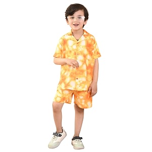 superminis Baby Boys Rayon Tie-Dye Printed Co-ord