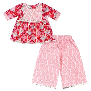 superminis baby girl39s cotton printed kurti with gota work and straight palazzo clothing set