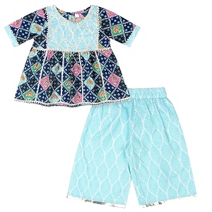 superminis baby girl39s cotton printed kurti with gota work and straight palazzo clothing set