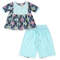 superminis Baby Girl's Cotton Printed Kurti With Gota Work And Straight Palazzo Clothing Set