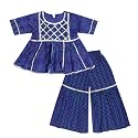 superminis Baby Girl's Cotton Sanganeri/Floral Printed Frock Style Kurti With Printed Sharara Dress Clothing Set