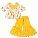 superminis Baby Girls Cotton Sanganeri Printed Kurti with Colorful Sharara Suit