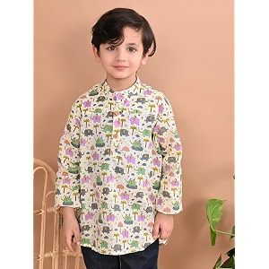 superminis Boys Cotton Regular Fit Printed Kurta