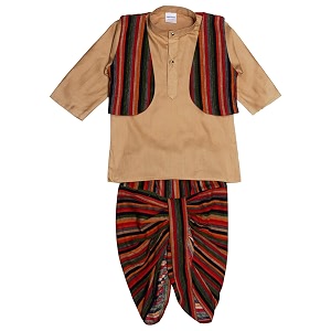 superminis Boys Cotton Solid Jacket Kurta Dhoti