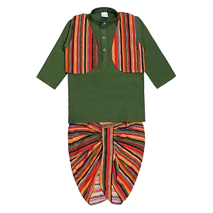 superminis Boys Cotton Solid Jacket Kurta Dhoti