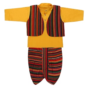 superminis Boys Cotton Solid Jacket Kurta Dhoti