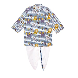 superminis Boys Dhoti Kurta Set Cotton Animal