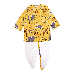 superminis Boys Dhoti Kurta Set Cotton Animal