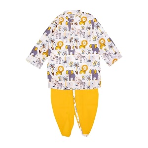 superminis Boys Dhoti Kurta Set Cotton Animal