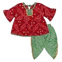superminis Cotton Blend Baby Girl's Peplum Kurti With Dhoti Style Salwar Ethnic Dress Clothing Set