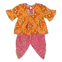 superminis Cotton Blend Baby Girl's Peplum Kurti With Dhoti Style Salwar Ethnic Dress Clothing Set