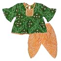 superminis Cotton Blend Baby Girl's Peplum Kurti With Dhoti Style Salwar Ethnic Dress Clothing Set