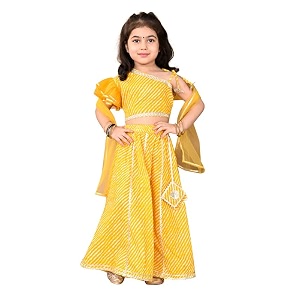 superminis Girls Cotton One Shoulder Lehariya Printed