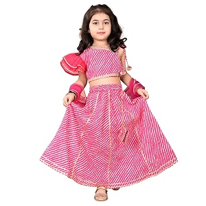 superminis Girls Cotton One Shoulder Lehariya Printed