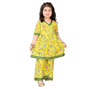 superminis Girls Cotton Floral Printed Gota Patti