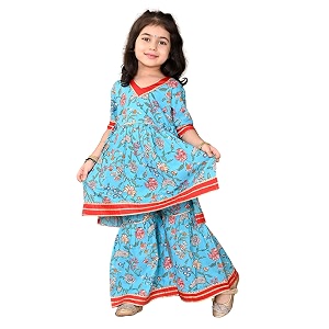 superminis Girls Cotton Floral Printed Gota Patti