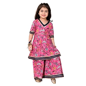 superminis Girls Cotton Floral Printed Gota Patti