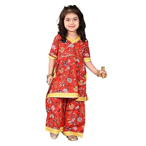 superminis Girls Cotton Floral Printed Gota Patti