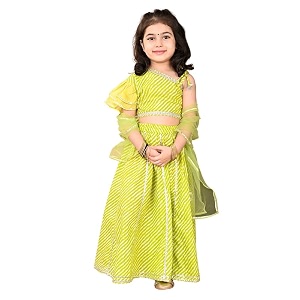 superminis Girls Cotton One Shoulder Lehariya Printed