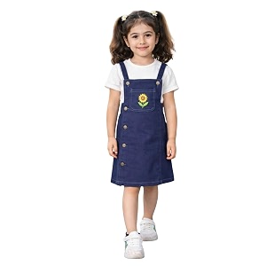 superminis Girls Twill Denim Solid Color Dungree