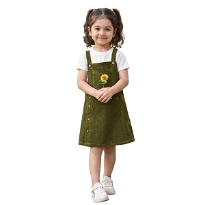 superminis Girls Twill Denim Solid Color Dungree