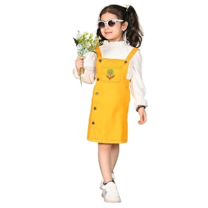 superminis Girls Twill Denim Solid Color Dungree