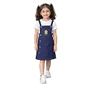 superminis Girls Twill Denim Solid Color DungreeDress