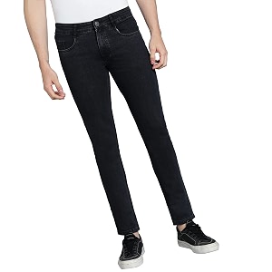 Mens Grey Skinny Fit Solid Jeans Stretchable