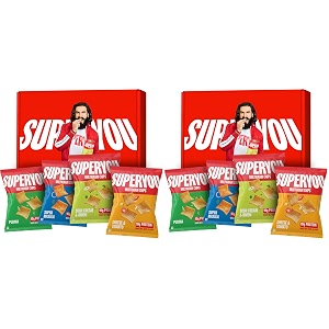 superyou multigrain protein chips - assortedpack of 2010g protein3g fiberno added sugarno palm oilbaked100 vegetarianthinnestlightest and healthiest protein snack40 g x 10 packs400 g