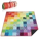 Supfitness Extra Large Picnic Blankets Waterproof Foldable (80"x 80") Boho Beach Blanket Waterproof Sandproof,3-Layer Thicking Mat Outdoor Packable Camping Blanket
