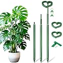 SupKing Telescoping Plant Stakes 37 inch,Adjustable Green Monstera Support Stake with Clips,Sturdy Plant Sticks Ploes for Indoor Outdoor,Garden Stakes for Flowers Tomato Vegetables Vine-3Pack