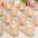 SUPMIND 24pcs Iridescent Glass Votive Candle Holders Bulk for Wedding