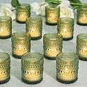SUPMIND 24pcs Votive Candle Holders, Green Glass TeaLights Holder Bulk