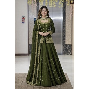Suppar Sleave Womens Chanderi Silk Embroidered Kurta