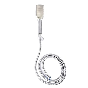 abs plastic rectangular flow hand shower head with 15mtr stainless steel tube and wall hook  bathroom shower  hand shower set of 1