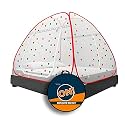 KOLAR Supreme On Double Bed Mosquito Net, King-Size (6.5 Feet X 6.5 Feet) Premium Machardani with 30 Pair of Stars, Strong and Durable, 30 GSM, Tent Type, Foldable, Corrosion Resistant(King Bed, Red)