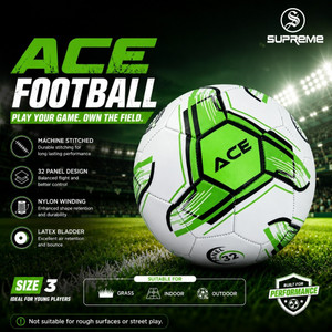 supreme football ace machine stitched 32 panel football - size 3