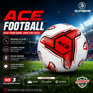 supreme football ace machine stitched 32 panel football - size 3