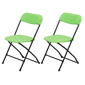 supreme furniture amity folding chair  polypropylene plastic chair with metal frame  lightweight amp durable armless chair for home office garden cafeteria amp restaurant  set of 2  parrot green